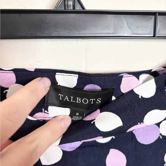 Talbots navy purple printed midi skirt flowy size 8 new - Picture 3 of 6